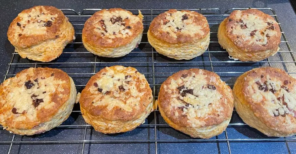 Cheese Scones cooling on a rack